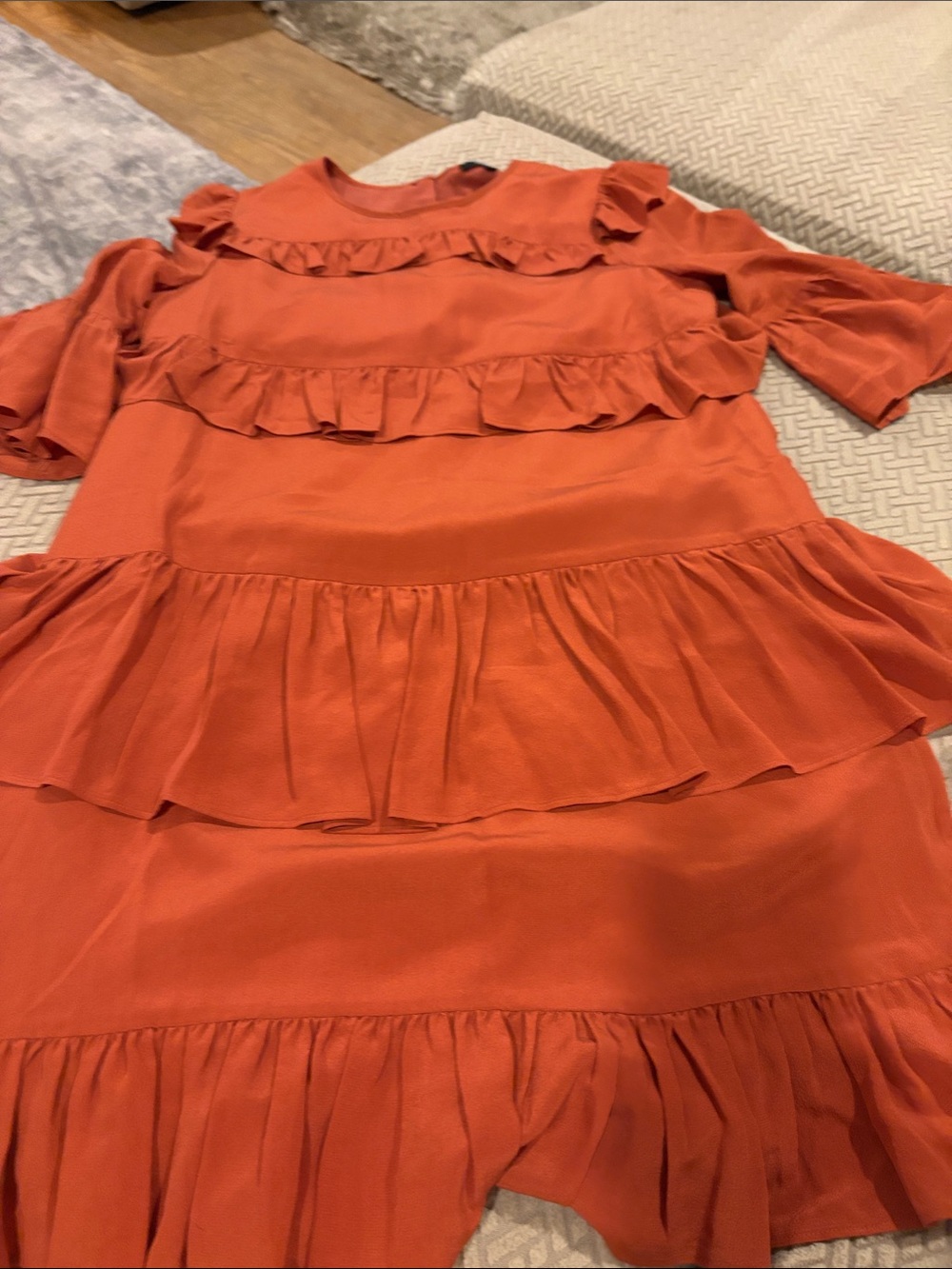 Madewell Ruffled Tiered Midi Dress - Burnt Orange